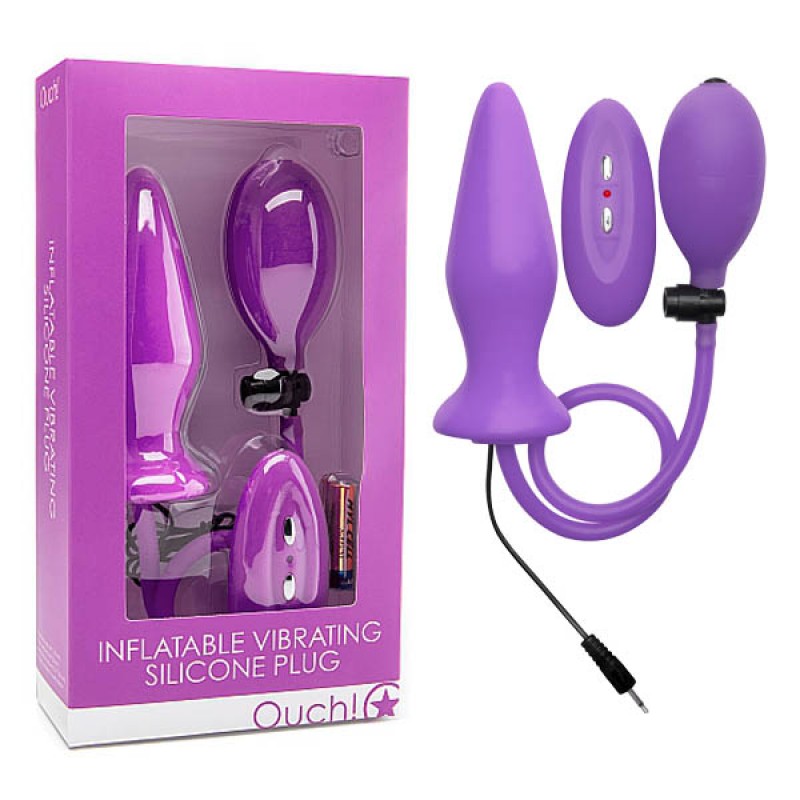 Ouch! Inflatable Vibrating Silicone Plug - Purple